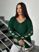 Подовжений вʼязаний жіночий светр VERONIKA, колір Смарагд розмір One Size - изображение 7