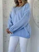 Жіночий вʼязаний тонкий ажурний джемпер ALINA, колір Блакитний розмір One Size - зображення 3