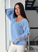 Подовжений вʼязаний жіночий светр VERONIKA, колір Блакитний розмір One Size - изображение 6