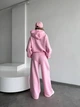 Теплый спортивный костюм женский с худи свободного кроя тринитка на флисе 44-50 розовый - изображение 8