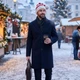Мужская новогодняя шапка эльфа с помпоном PRIGRIZ, рождественская вязаная полосатая шапка ручной работы. - изображение 2