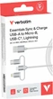 Kabel Verbatim 3 in 1 USB Type A - Lightning/Micro-USB/Type-C M/M 1 m White (023942323945) - obraz 2
