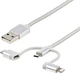 Kabel StarTech USB Type A - Lightning/Micro-USB/Type-C M/M 1 m Silver (LTCUB1MGR) - obraz 1