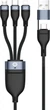 Кабель Conceptronic USB Type A/Type-C - Type-C/Micro-USB B/Lightning 60 W 1.5 m Black (ETTA05B15) - зображення 1