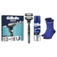 Подарунковий набір: Станок для гоління Gillette Mach3 Charcoal з 2 змінними картриджами, Гель для гоління 200 мл, Шкарпетки - изображение 2