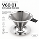 Металевий пуровер V60 01 Double Mesh, багаторазовий фільтр-воронка, дріпер для кави, нержавіюча сталь - зображення 1