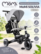 Трехколесный велосипед MoMi SOLIVIA Grey с родительской ручкой, капюшоном, подножкой и ремнями безопасности, серый - изображение 1