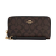 Кошелёк женский Coach Long Zip Around Wallet In Signature Canvas Gold/Walnut/Black - изображение 1