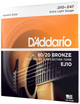 Струны D'Addario EJ10 для акустической гитары, 80/20 Bronze, Extra Light 10-47 - изображение 2