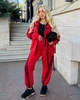 Костюм спортивный женский двойка из двунитки с кофтой на молнии, капюшоном и брюками с рельефными лампасами G&M k-132931 58-60 Размер цвет красный - изображение 3