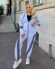Костюм спортивный женский двойка из двунитки с кофтой на молнии, капюшоном и брюками с рельефными лампасами G&M k-132933 58-60 Размер цвет серый - изображение 1