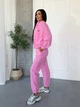Спортивный костюм женский двойка из двустороннего полар-флиса с кофтой на молнии и брюками-джоггерами G&M k-133126 42-44 Размер цвет Розовый - изображение 2