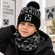 Зимний комплект шапка и снуд для мальчика "Minecraft" Майнкрафт черный с серым - изображение 1