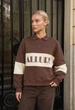 Женская олимпийка стаф коричневая молочная оверсайз флисовая Staff mok brown & milk oversize fleece XS-S (406396) - изображение 1