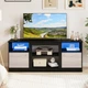 TV-тумба с LED-подсветкой и полками, 147×40×60 см, цвет: черный + натуральный Costway - изображение 3