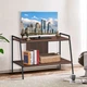 Открытая TV-консоль с полкой, 89×43×60 см, цвет: рустикальный коричневый + черный Costway - изображение 2