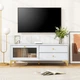 TV-тумба с секциями для хранения, 120×62×46 см, цвет: белый + золотистые ножки Costway - изображение 4