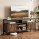 TV-тумба с секциями для хранения, 147×35×63,5 см, цвет: коричневый + черный Costway - изображение 3