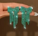Жіночі сережки "Бантик" 5.4 см jewelry Зелені - зображення 3