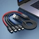Кабель HOCO X76 4-in-1 Super charging cable(Type-C+Type-C+iP+Micro) 2A/1m Black/red/blue - изображение 4