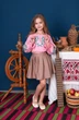 Вышиванка для девочки Mevis 5285-07 лен розовый 122 - изображение 4