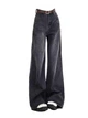 Молодіжні жіночі широкі джинси-баггі (baggy jeans) Розмір М No Brand графітово-чорні з ефектом потертості (2022-14) - зображення 7