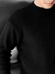 Мужской зимний свитер вязка теплый без воротника свободный мягкий однотонный L Черный - изображение 3