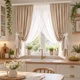 Кухонні короткі штори з тюлем на ажурних завʼязках Adagio Windows Decor Однотонна занавіска Затишок дует у бежевому кольорі - зображення 1