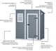 Садовий пластиковий будиночок Keter Manor Pent 6×4 (183смх111см) сірий для зберігання інструментів садового інвентарю техніки, велосипедів та сезонних речей 230394 - изображение 6