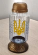 Скляна лампадка з Тризубом на сонячній батареї, сонячна лампадка на цвинтар, висота 24 см - зображення 2
