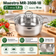 Кастрюля из нержавеющей стали Maestro MR-3508-18 с крышкой, 1.9 л, 18 см - изображение 1