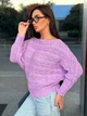 Жіночий вʼязаний ажурний светр AMMI, колір Бузок розмір One Size - изображение 2