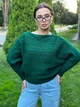 Жіночий вʼязаний ажурний светр AMMI, колір Смарагд розмір One Size - зображення 3