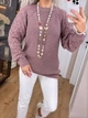 Подовжений вʼязаний жіночий светр KAMILA, колір Темна пудра розмір One Size - изображение 4