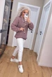 Подовжений вʼязаний жіночий светр KAMILA, колір Темна пудра розмір One Size - изображение 5