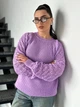 Подовжений вʼязаний жіночий светр KAMILA, колір Бузок розмір One Size - зображення 8