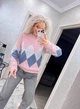 Жіночий вʼязаний светр ROMB , колір Пудра світла , розмір One Size - изображение 2