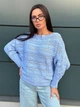 Жіночий вʼязаний ажурний светр AMMI, колір Блакитний розмір One Size - зображення 4