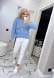 Жіночий вʼязаний ажурний светр LILIA, колір Блакиний розмір One Size - зображення 6