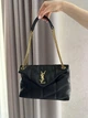 Жіноча сумка Saint Laurent Loulou Puffer 28*18*9 см чорна дута із золотою фурнітурою. - зображення 8