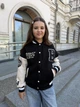 Бомбер для дівчинки тепла кофта підліткова утеплена толстовка дитяча на флісі без капюшона IRmAS 1396 розмір зріст 140 чорний - зображення 9