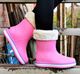 Женские теплые зимние резиновые полусапожки CROCS 38р (24 см) Розовые - изображение 1