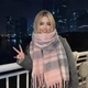 Тёплый шарф-плед в полоску. Пудровый с молочным и серым - изображение 4