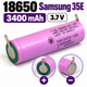 Аккумуляторы 18650 Samsung 35E 3400 мА·год 3.7V Li-ion, набор 2 шт, с контактами - изображение 2