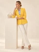 Жіночий яскравий піджак на ґудзиках з рукавом 3/4 LadyLike 50 Жовтий ladlk128720031 (ladlk2128720031444) - изображение 3