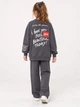 Костюм для дівчинки Love (світшот+штани) Liven 134 Графітовий uaclp-16537 (uacl-16537-238368) - изображение 2