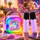 Детская караоке-система Unicorn с 2 беспроводными микрофонами, RGB-подсветкой, портативная, фиолетовая - изображение 3