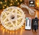 Светодиодная гирлянда-нить 150 м, 3000 LED, теплый свет с пультом, IP44, серебряная проволока - изображение 2