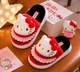 Детские комнатные тапочки плюшевые теплые Хелоу Китти для девочки Hello Kitty красные размер 28-29 по стельке 16-17см - изображение 4