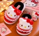 Детские комнатные тапочки плюшевые теплые Хелоу Китти для девочки Hello Kitty красные размер 28-29 по стельке 16-17см - изображение 5